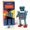 Saint John - R-35 Robot - Collectible Retro Wind Up Tin Toy - Metallic Blue- Tin Toys - Avvenice