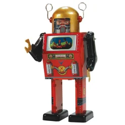 Saint John - TV Spaceman - Collectible Retro Wind Up Tin Toy - Red and Black- Tin Toys - Avvenice