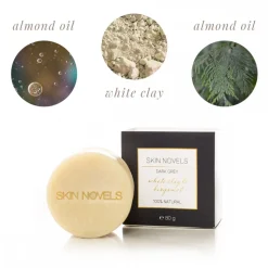 Skin Novels - Dark Grey - Natural Soap with Bergamot and White Clay - 100 % Natural Handmade Soap - Avvenice