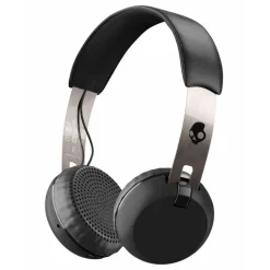 Skullcandy - Grind - Black / Chrome - Bluetooth Wireless On-Ear Headphones with Microphone, Supreme Sound and Powerful Bass - Avvenice