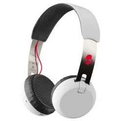 Skullcandy - Grind - White - Bluetooth Wireless On-Ear Headphones with Microphone, Supreme Sound and Powerful Bass - Avvenice
