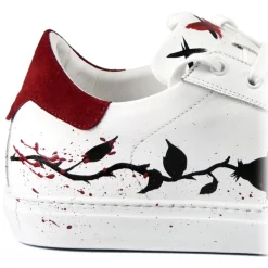 Snob Sneakers - Black Rose By Samantha - Sneakers - White Leather - Handmade in Italy - Luxury Exclusive Collection - Avvenice