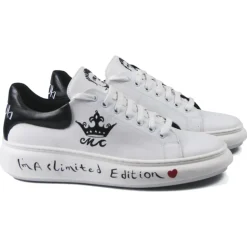 Snob Sneakers - Rebel Without A Cause By Veronica Moon - White Leather - Handmade in Italy - Luxury Exclusive Collection - Avvenice