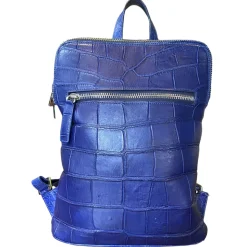 Suèi - Backpack of Crocodile Leather - Blue - Handmade in Italy - Luxury Exclusive Collection - Avvenice