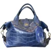 Suèi - Bag of Crocodile Leather - Blue - Handmade in Italy - Luxury Exclusive Collection - Avvenice