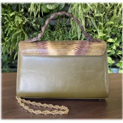 Suèi - Bag of Medium Size of Python, Lizard & Crocodile Leather - Green Water - Handmade in Italy - Luxury Exclusive Collection - Avvenice