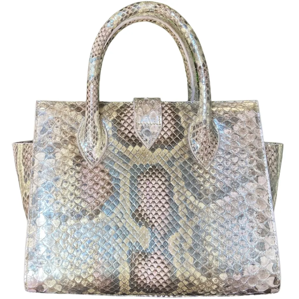 Suèi - Bag of Medium Size of Python Leather - Rose - Handmade in Italy - Luxury Exclusive Collection - Avvenice
