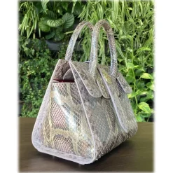 Suèi - Bag of Medium Size of Python Leather - Rose - Handmade in Italy - Luxury Exclusive Collection - Avvenice