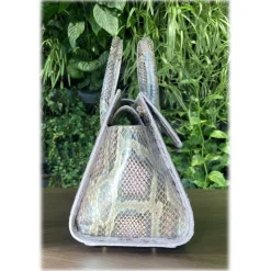 Suèi - Bag of Medium Size of Python Leather - Rose - Handmade in Italy - Luxury Exclusive Collection - Avvenice