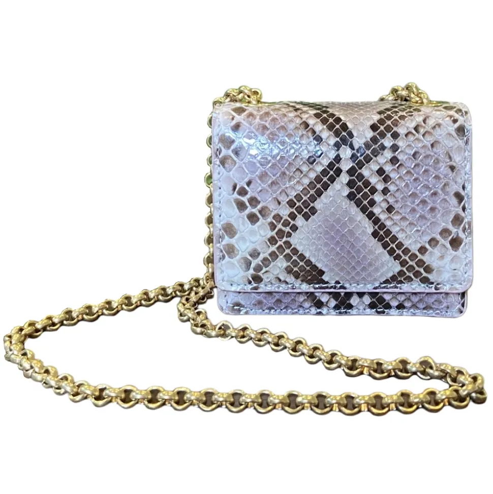 Suèi - Bag of Mini Size of Python Leather - Rose - Handmade in Italy - Luxury Exclusive Collection - Avvenice