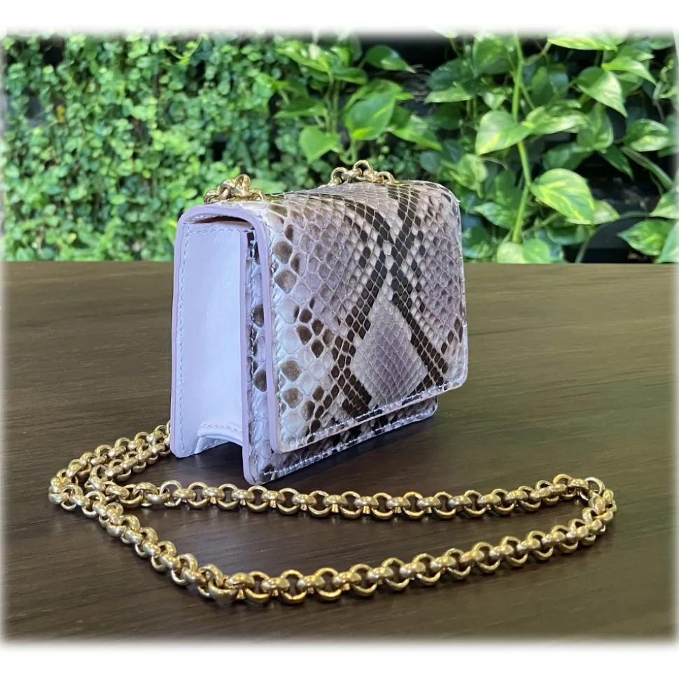 Suèi - Bag of Mini Size of Python Leather - Rose - Handmade in Italy - Luxury Exclusive Collection - Avvenice