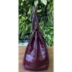 Suèi - Bag of Printed Crocodile Leather - Black - Handmade in Italy - Luxury Exclusive Collection - Avvenice