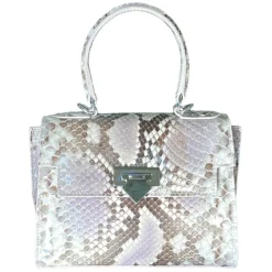 Suèi - Bag of Small Size of Python Leather - Rose - Handmade in Italy - Luxury Exclusive Collection - Avvenice