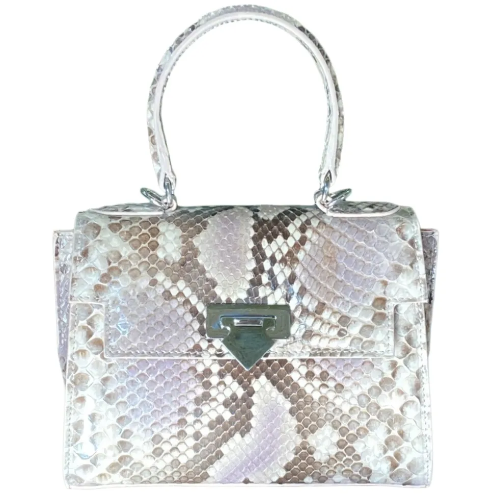 Suèi - Bag of Small Size of Python Leather - Rose - Handmade in Italy - Luxury Exclusive Collection - Avvenice