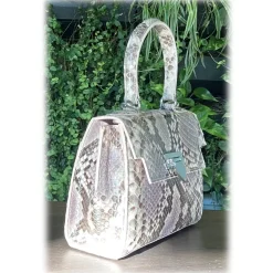 Suèi - Bag of Small Size of Python Leather - Rose - Handmade in Italy - Luxury Exclusive Collection - Avvenice