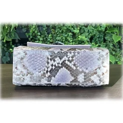 Suèi - Bag of Small Size of Python Leather - Rose - Handmade in Italy - Luxury Exclusive Collection - Avvenice