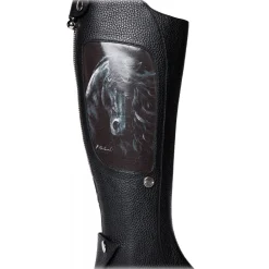 Suèi - Boots with Black Horse Art Printing - Black - Dark Brown - Handmade in Italy - Luxury Exclusive Collection - Avvenice