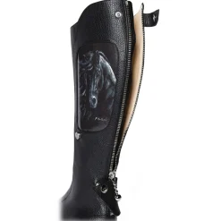 Suèi - Boots with Black Horse Art Printing - Black - Dark Brown - Handmade in Italy - Luxury Exclusive Collection - Avvenice