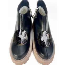 Suèi - Boots with Plate Accessories and Rose Sole - Black - Handmade in Italy - Luxury Exclusive Collection - Avvenice