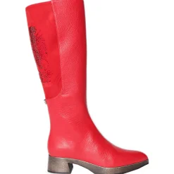 Suèi - Boots with Rhinestone Rooster - Red - Black - Handmade in Italy - Luxury Exclusive Collection - Avvenice