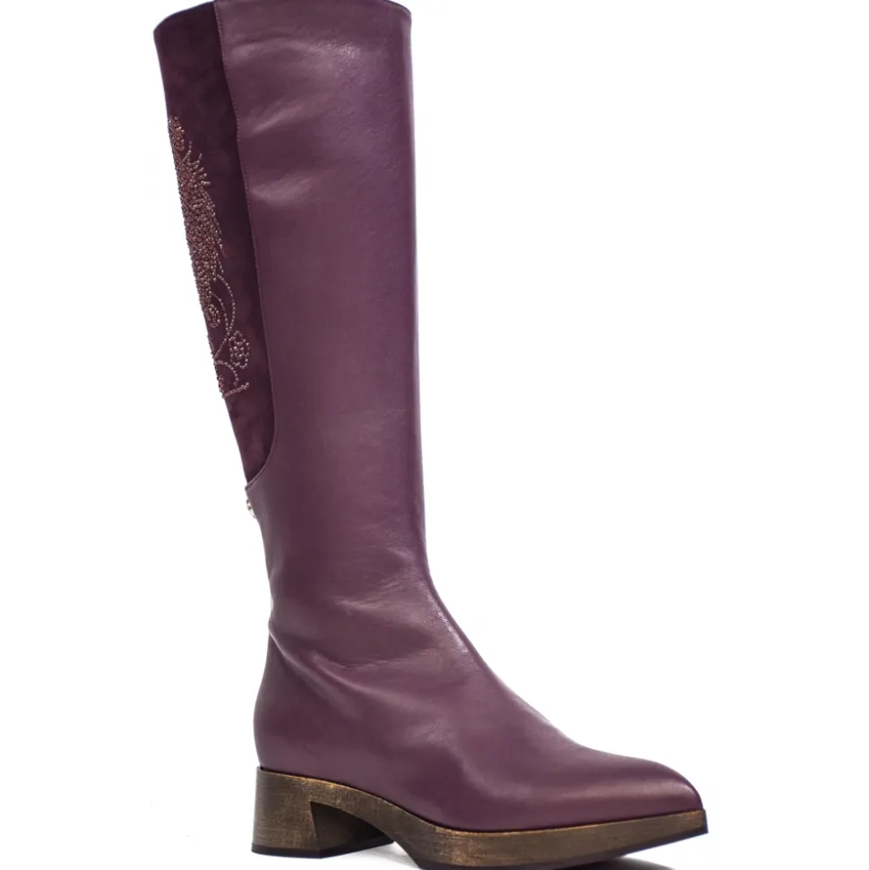 Suèi - Bordeaux Boots with Rhinestone Rooster - Bordeaux - Dark Brown - Handmade in Italy - Luxury Exclusive Collection - Avvenice