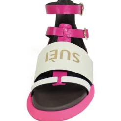 Suèi - Fuxia Sandals with Logo - White - Fuxia - Handmade in Italy - Luxury Exclusive Collection - Avvenice