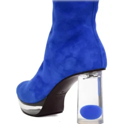 Suèi - High Bluette Boots with Transparent Heels and Yin&Yang Motive - Handmade in Italy - Luxury Exclusion Collection - Avvenice