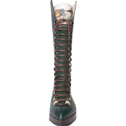 Suèi - High Lace-Ups Boots with Setters Art Printing - Handmade in Italy - Luxury Exclusive Collection - Avvenice