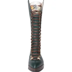 Suèi - High Lace-ups Boots with Setters Art Printing - Handmade in Italy - Luxury Exclusion Collection - Avvenice