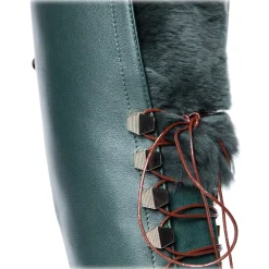 Suèi - High Lace-Ups Boots with Fur Details and Transparent Heels - Handmade in Italy - Luxury Exclusive Collection - Avvenice