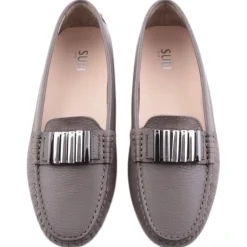 Suèi - Moccasins Colour Etain with Bullets -  Handmade in Italy - Luxury Exclusive Collection - Avvenice