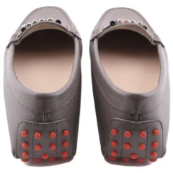 Suèi - Moccasins Colour Etain with Bullets -  Handmade in Italy - Luxury Exclusive Collection - Avvenice