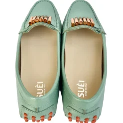 Suèi - Moccasins Colour Tiffany With Bullets -  Handmade in Italy - Luxury Exclusive Collection - Avvenice