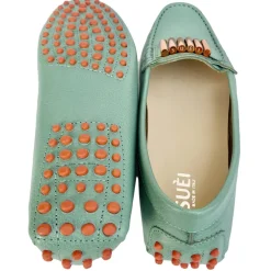 Suèi - Moccasins Colour Tiffany With Bullets -  Handmade in Italy - Luxury Exclusive Collection - Avvenice