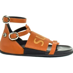 Suèi - Sandals of Fussbett Structure Colour Terracotta - Handmade in Italy - Luxury Exclusive Collection - Avvenice
