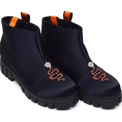 Suèi - Slip-On Boots with Snake - Orange - Black - Handmade in Italy - Luxury Exclusive Collection - Avvenice