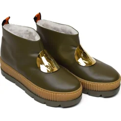 Suèi - Slip-On Colour Olive with Plate Accessories - Handmade in Italy - Luxury Exclusive Collection - Avvenice