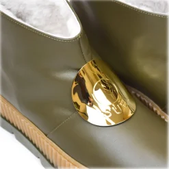Suèi - Slip-On Colour Olive with Plate Accessories - Handmade in Italy - Luxury Exclusive Collection - Avvenice