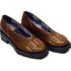 Suèi - Slip-On of She-Goat Leather with Hexagonal Heels - Grey - Black - Handmade in Italy - Luxury Exclusive Collection - Avvenice