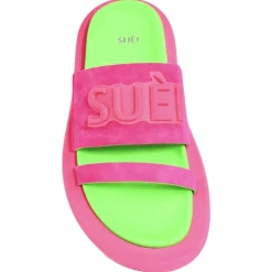 Suèi - Slippers of Suede Fuxia and Green - Handmade in Italy - Luxury Exclusive Collection - Avvenice