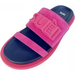 Suèi - Slippers of Suede Fuxia and Blue With Patch Suèi - Handmade in Italy - Luxury Exclusive Collection - Avvenice