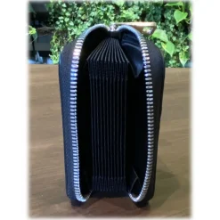 Suèi - Wallet - Zipped Card Holder of Crocodile Leather - Black - Handmade in Italy - Luxury Exclusive Collection - Avvenice