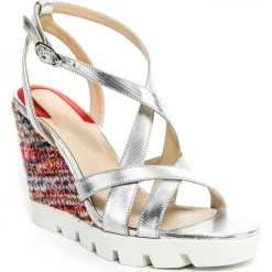 Suèi - Wedged Sandals of Multicolor Fabric - Handmade in Italy - Luxury Exclusive Collection - Avvenice