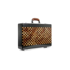 TecknoMonster - Amaya L - Business Case - Briefcase in Carbon Fiber and Leather Crocodile - Brown - Luxury Collection - Avvenice