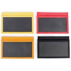 TecknoMonster - Cardcase - Yellow - Aeronautical and Leather Carbon Fiber Credit Card Case - Black Carpet Collection - Avvenice
