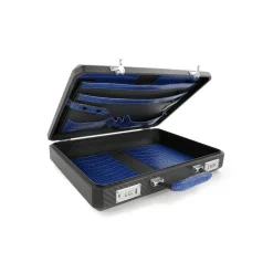 TecknoMonster - Cavok Opaque - Business Case - Briefcase in Opaque Carbon Fiber and Leather Crocodile - Blue - Luxury Collection - Avvenice