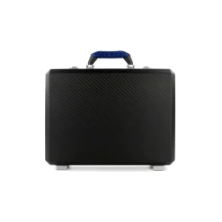 TecknoMonster - Cavok Opaque - Business Case - Briefcase in Opaque Carbon Fiber and Leather Crocodile - Blue - Luxury Collection - Avvenice