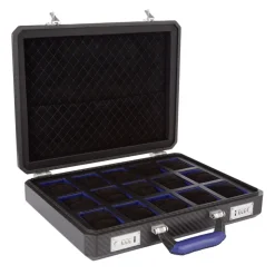 TecknoMonster - Cavok Watchcase - 15 Watches - Briefcase in Opaque Carbon Fiber and Leather - Blue - Luxury Collection - Avvenice