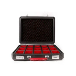 TecknoMonster - Cavok Watchcase - 15 Watches - Briefcase in Opaque Carbon Fiber and Leather - Red - Luxury Collection - Avvenice