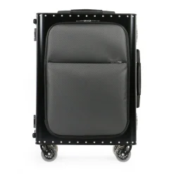 TecknoMonster - Kronos L Flap TecknoMonster - Black - Aeronautical Titanium and Carbon Trolley Suitcase - Avvenice
